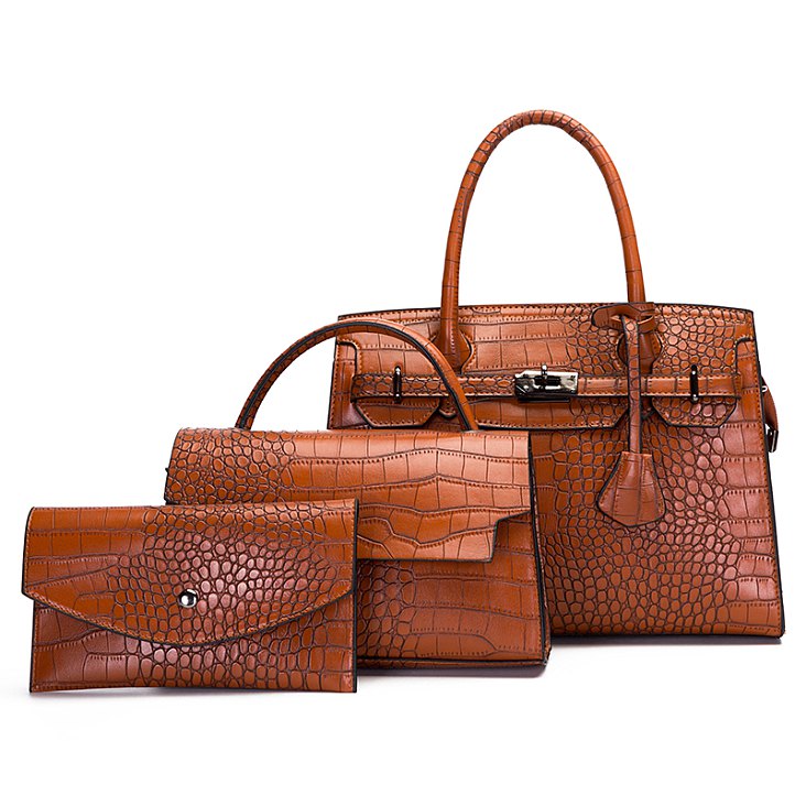 Pre-Order 3-IN-1 Crocodile Pattern Satchel, Cross-body Set & Clutch