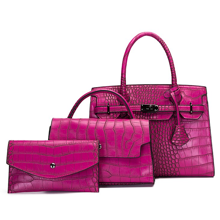 Pre-Order 3-IN-1 Crocodile Pattern Satchel, Cross-body Set & Clutch