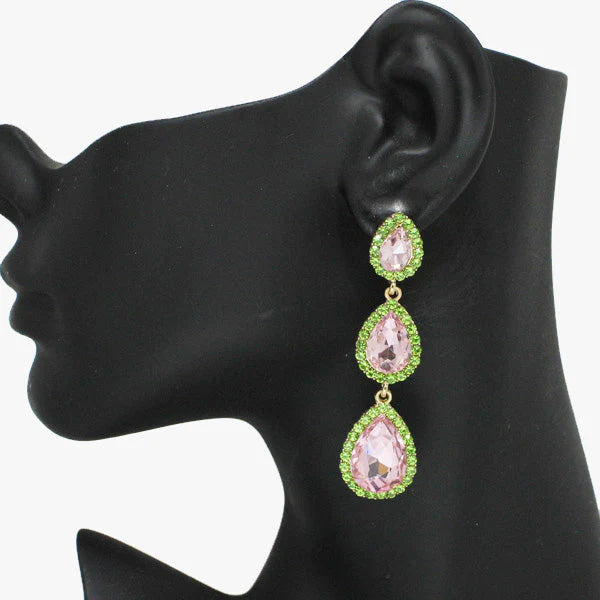 TRIPLE TEARDROP RHINESTONE DROP EARRING