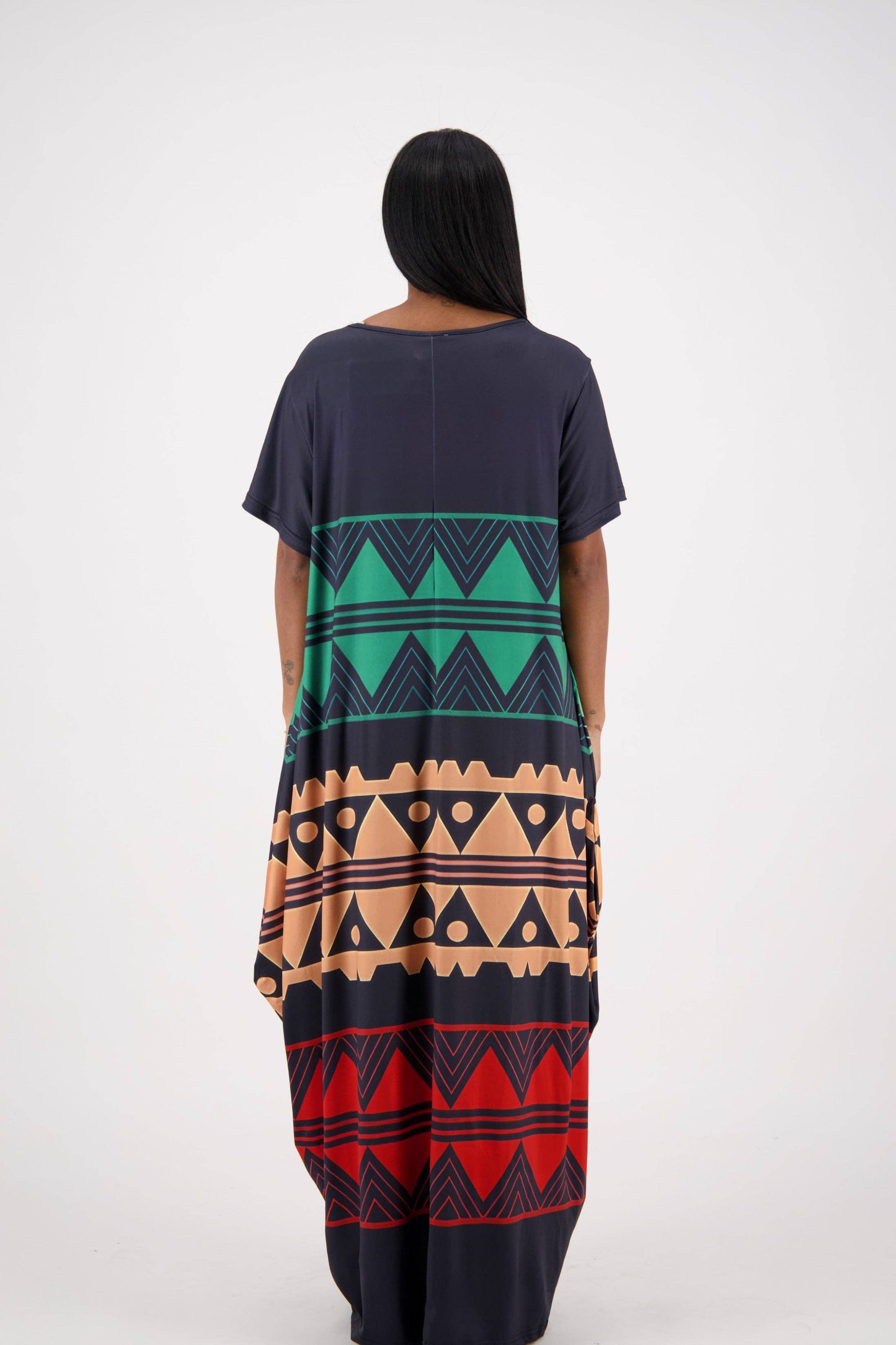 Black/Red/Green Tribal Print Kaftan CH8864