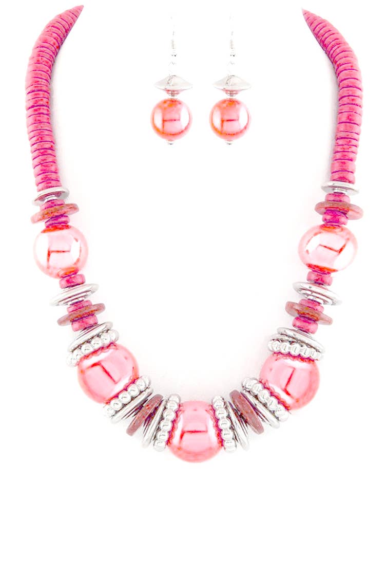 Mix Beads & Disks Necklace Set