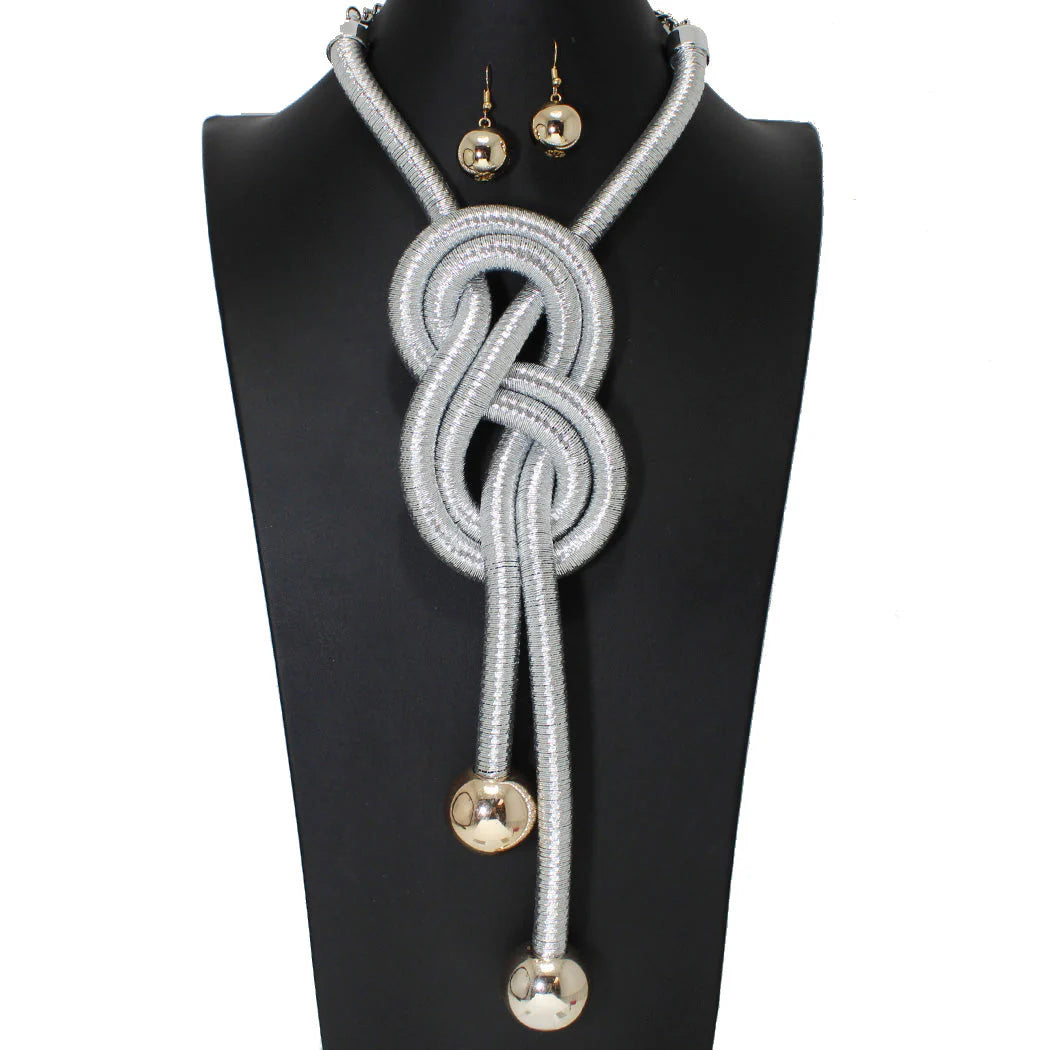 BALL DROP TIE AROUND STATEMENT NECKLACE