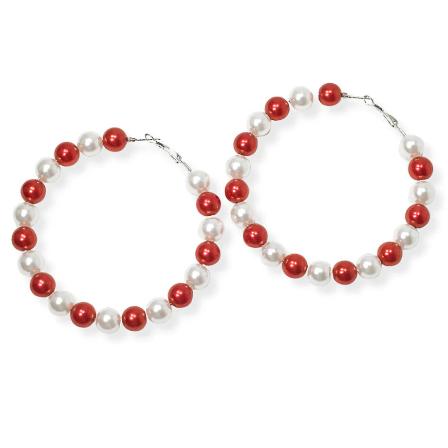 PEARL BEADED ROUND HOOP EARRING