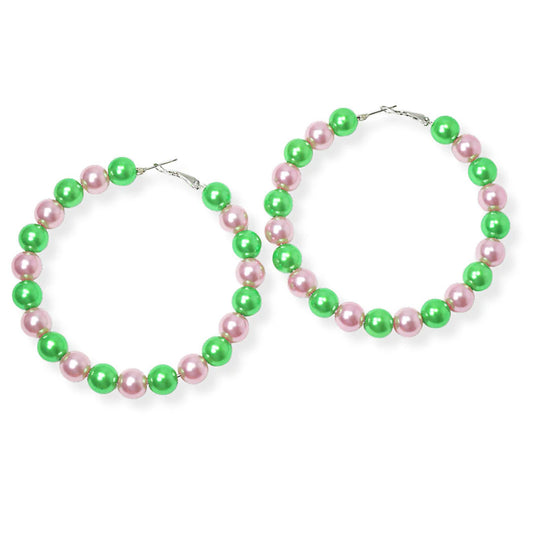 PEARL BEADED ROUND HOOP EARRING