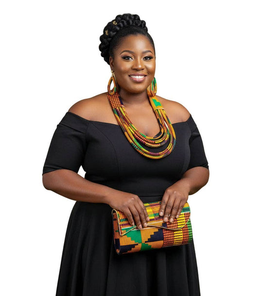 Clutch Bag & Rope  Necklace Set /African Kente /Ankara18
