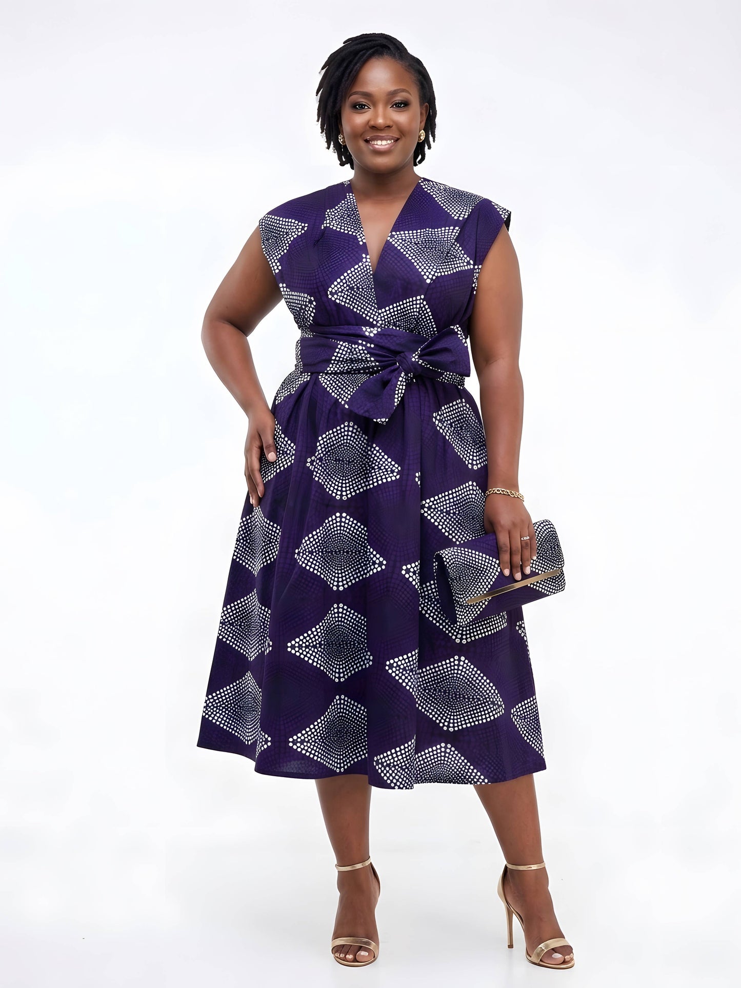 African Print Infinity Dress with Matching Clutch Bag Set | One Size
