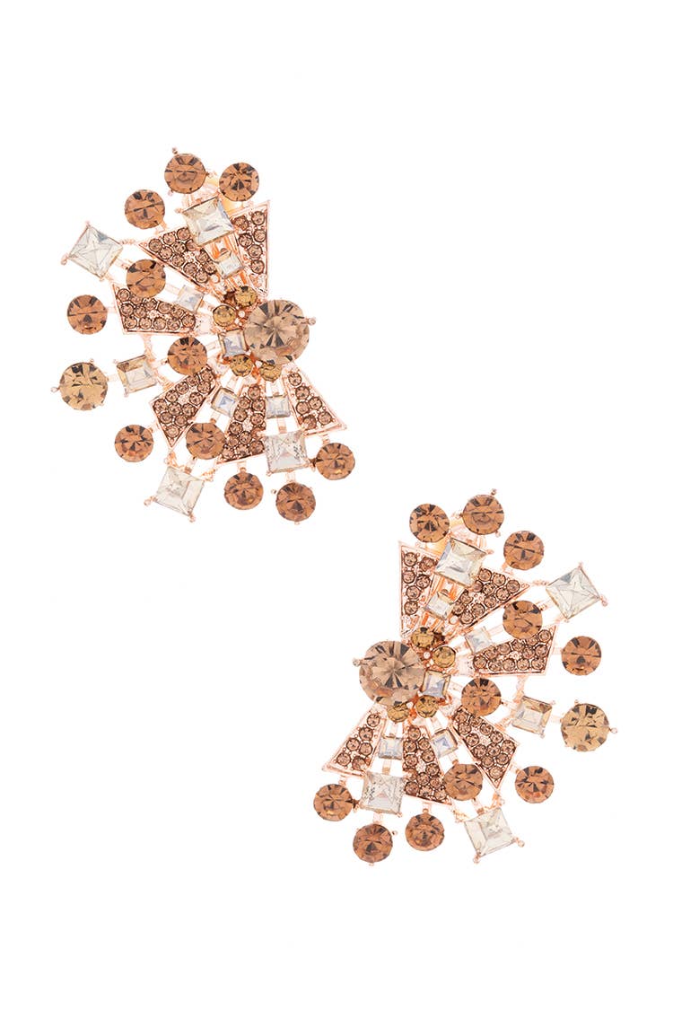 Clip On Crystal Statemetnt Earrings