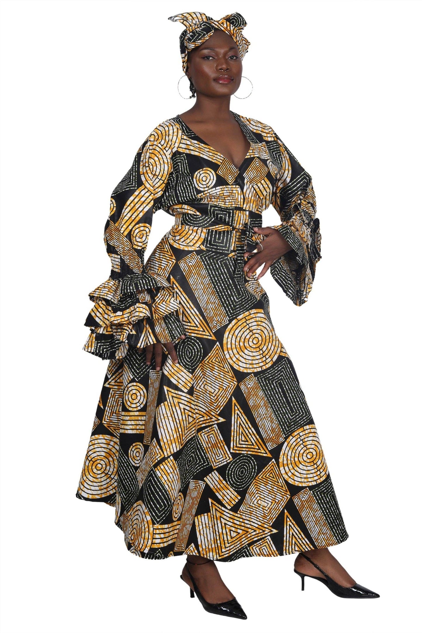 Bubble Sleeve Wrap Dress 1624-271