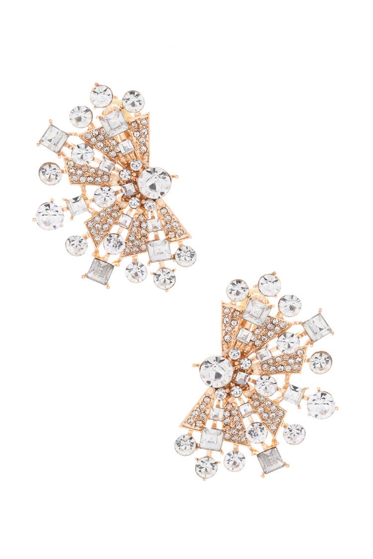 Clip On Crystal Statemetnt Earrings
