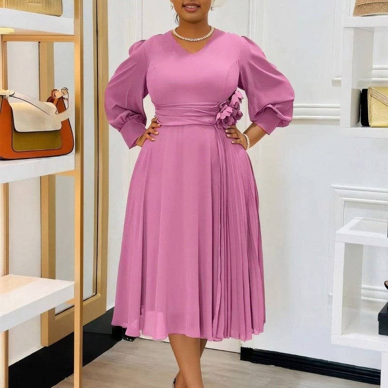 Solid Color Plus Size A-Line Dress