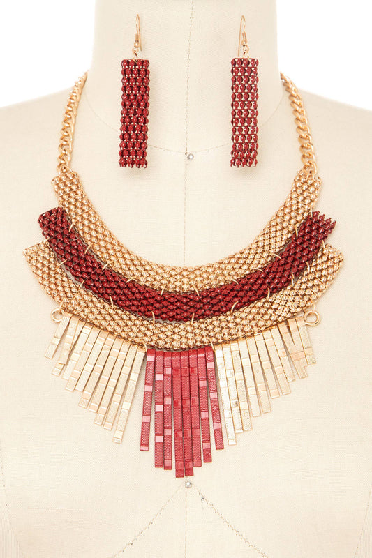 French Bar Statement Necklace Set