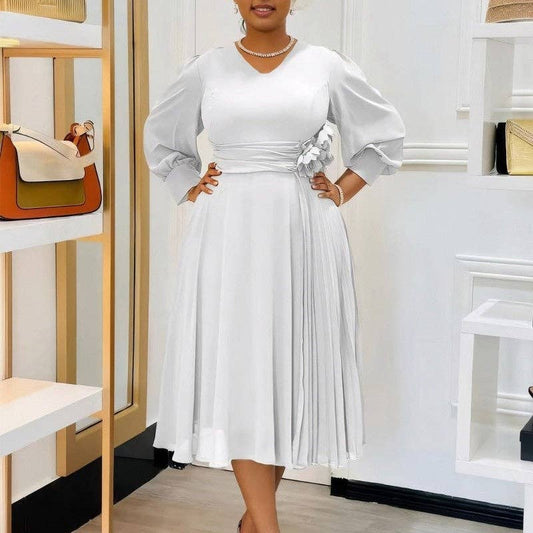 Solid Color Plus Size A-Line Dress