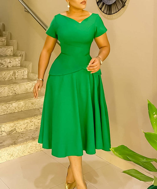V-Neck A-Line Swing Dress