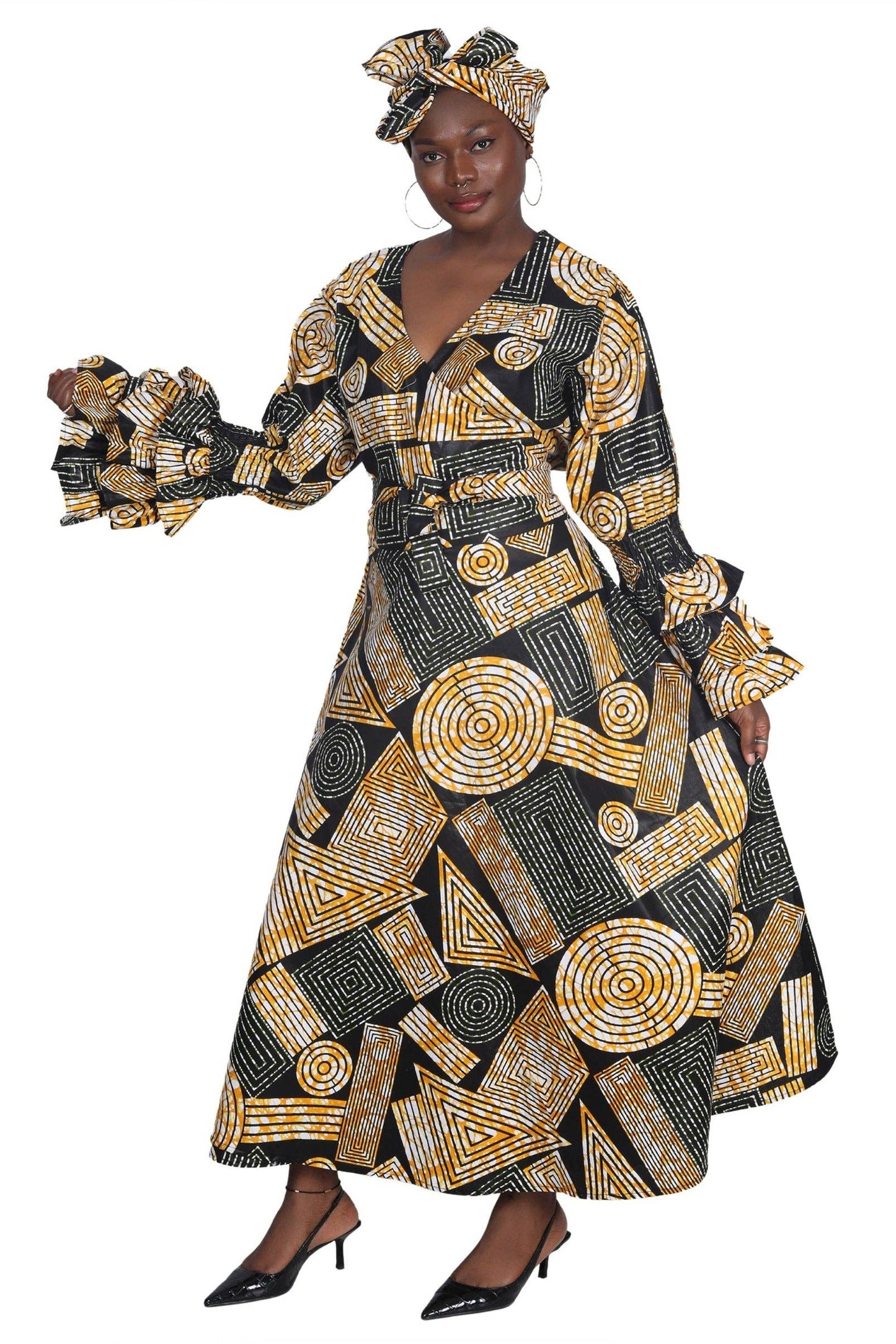 Bubble Sleeve Wrap Dress 1624-271