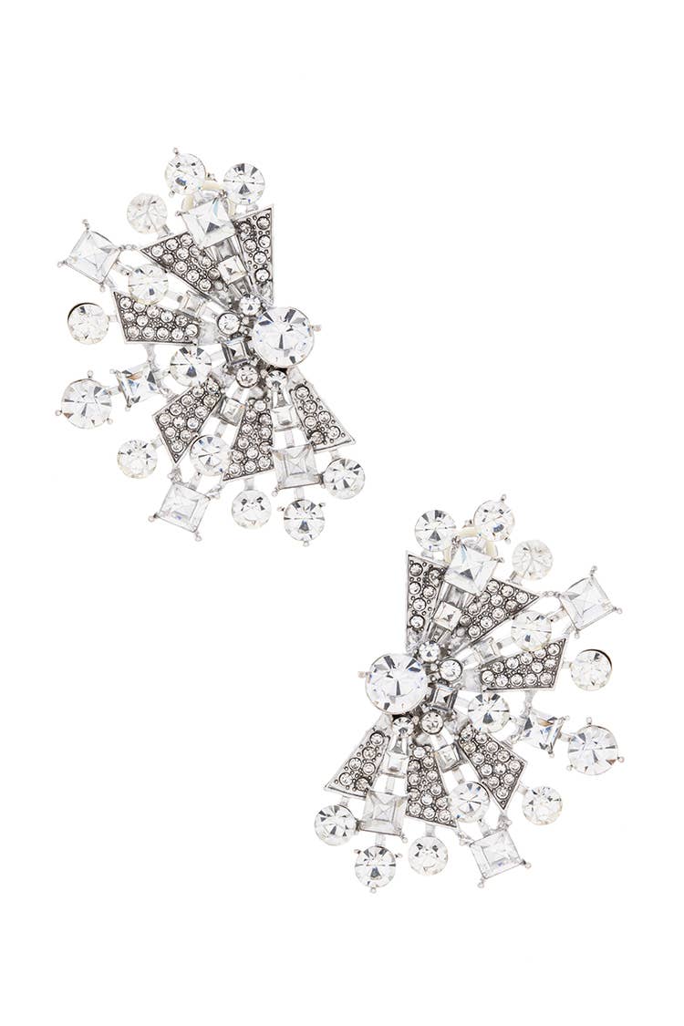 Clip On Crystal Statemetnt Earrings