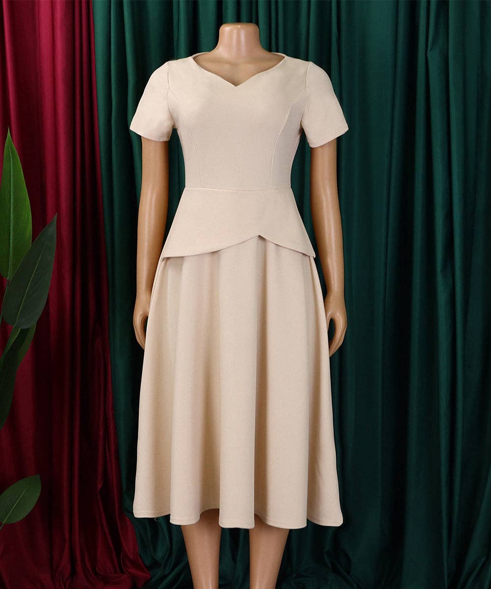 V-Neck A-Line Swing Dress