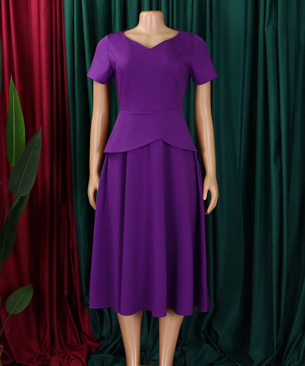 V-Neck A-Line Swing Dress