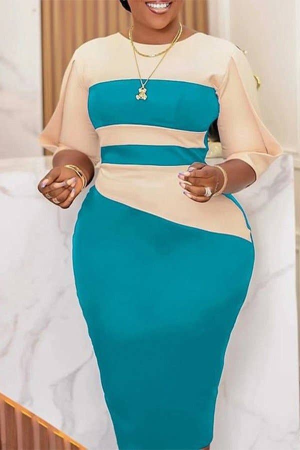 Three-Quarter Sleeve Fit and Flare Dress