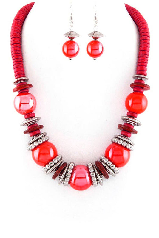Mix Beads & Disks Necklace Set