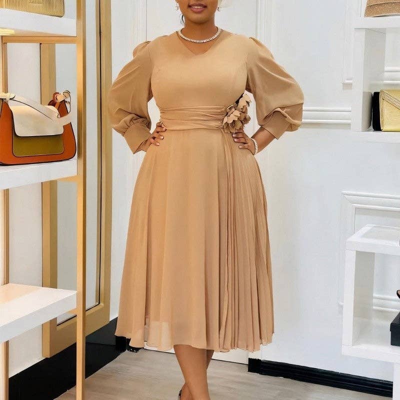 Solid Color Plus Size A-Line Dress