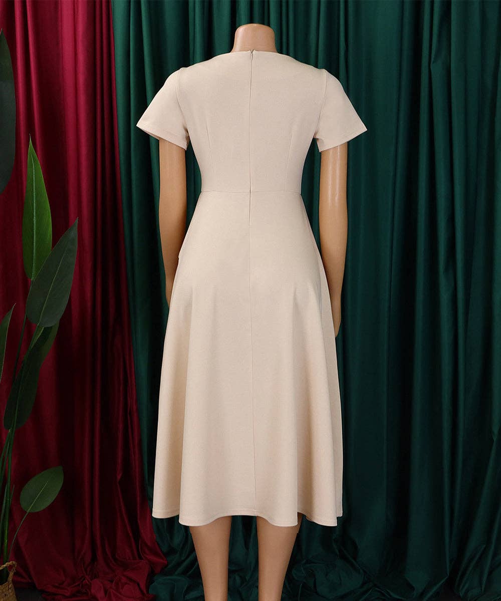 V-Neck A-Line Swing Dress