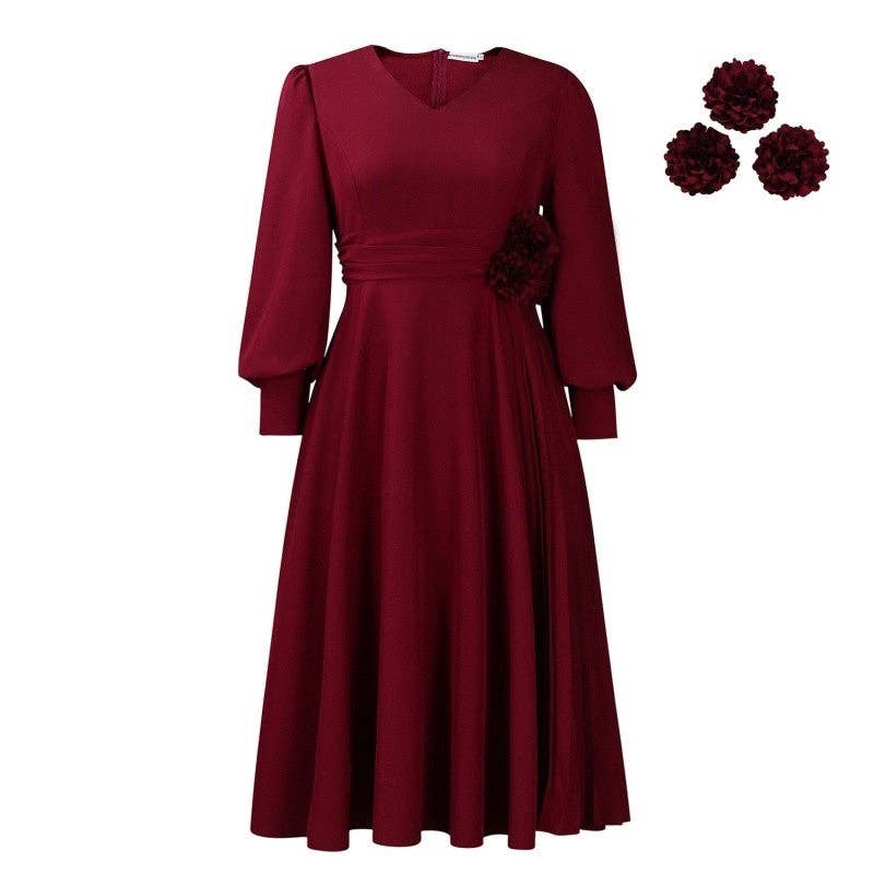 Solid Color Plus Size A-Line Dress