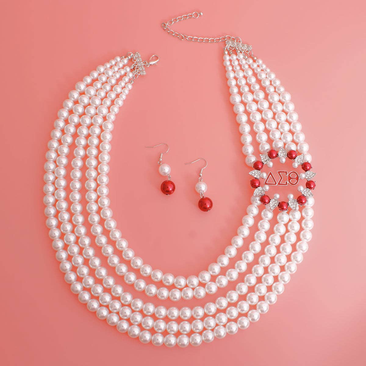 DST Necklace White Pearl Soror Delta Set for Women