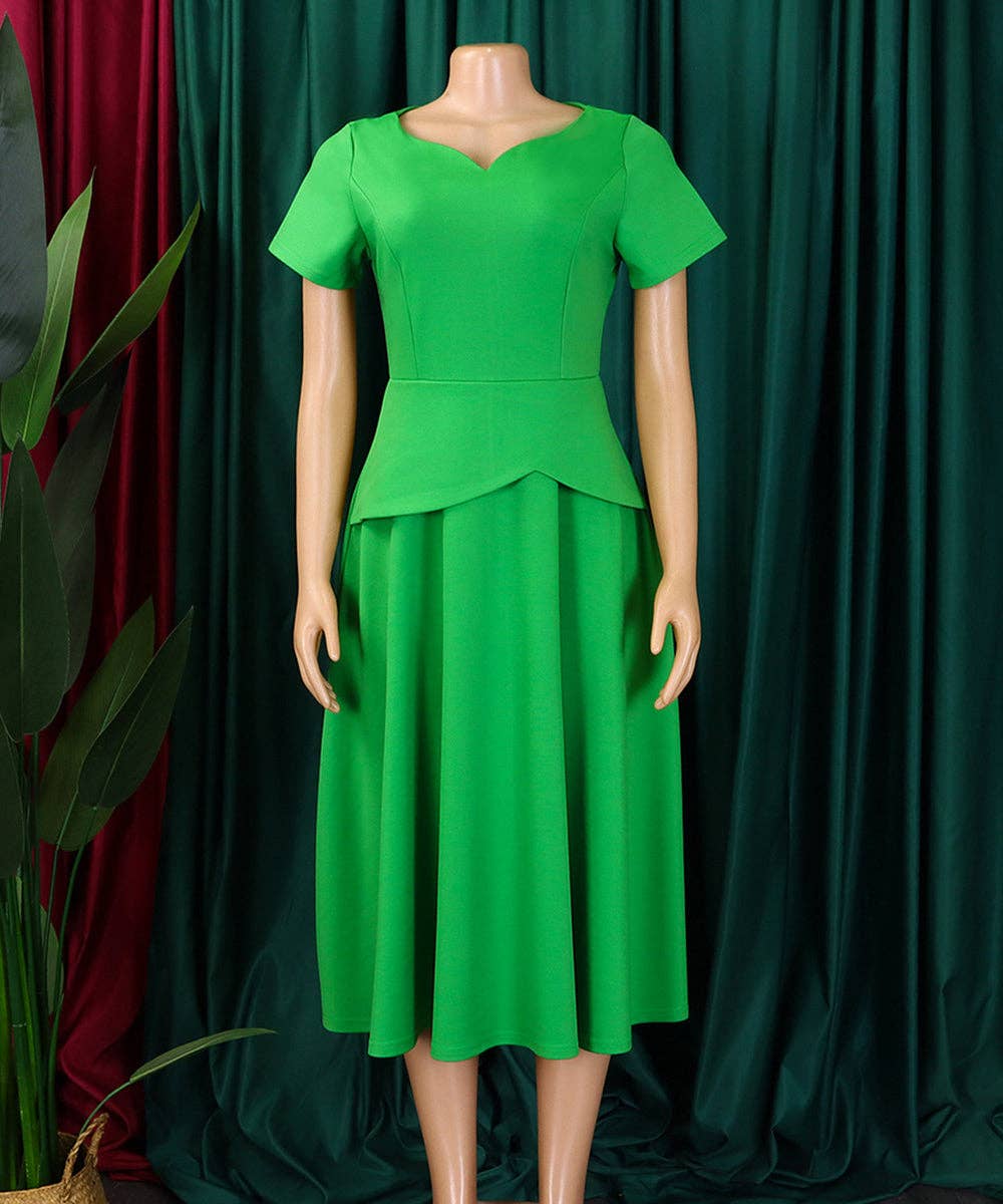 V-Neck A-Line Swing Dress