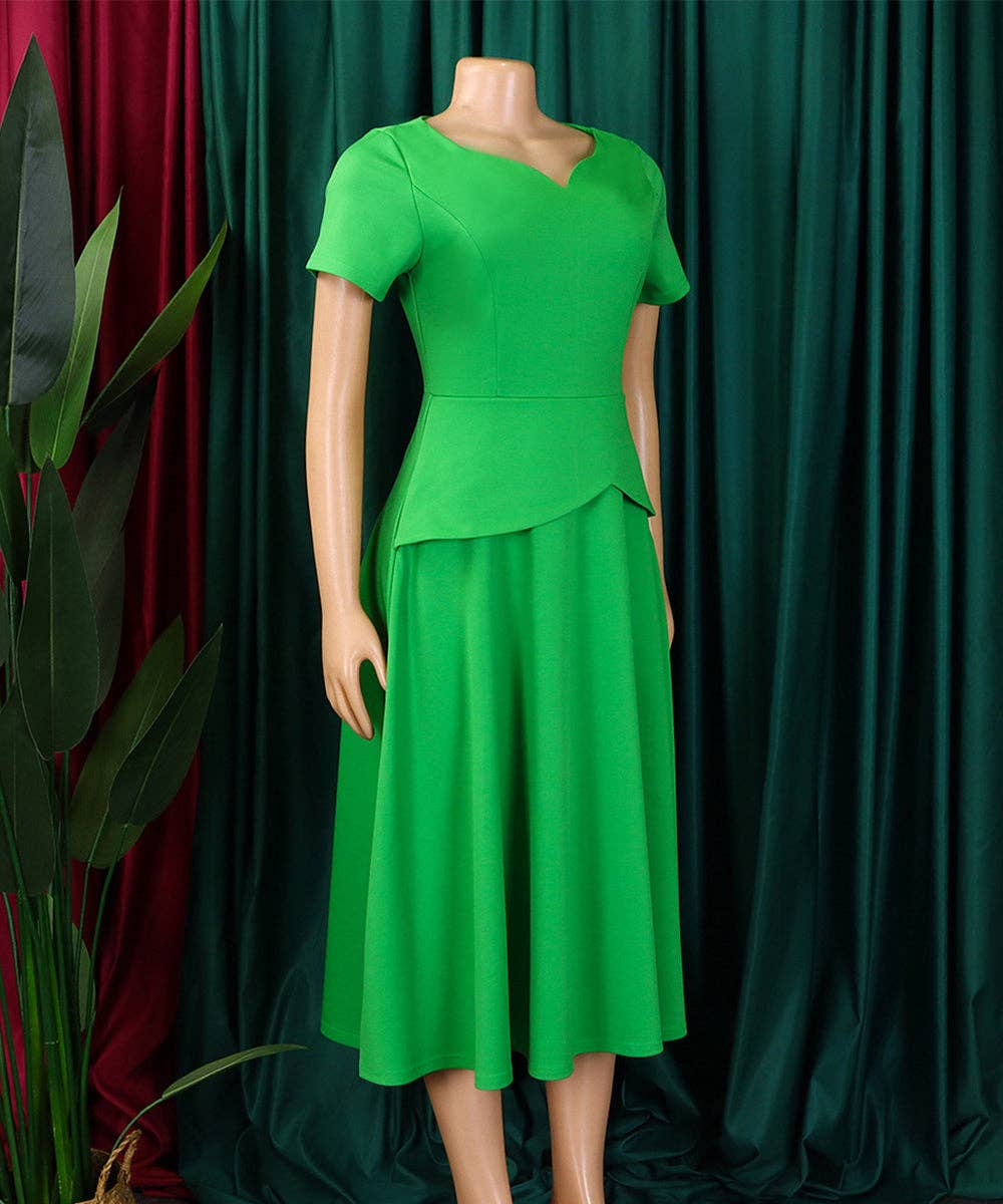 V-Neck A-Line Swing Dress