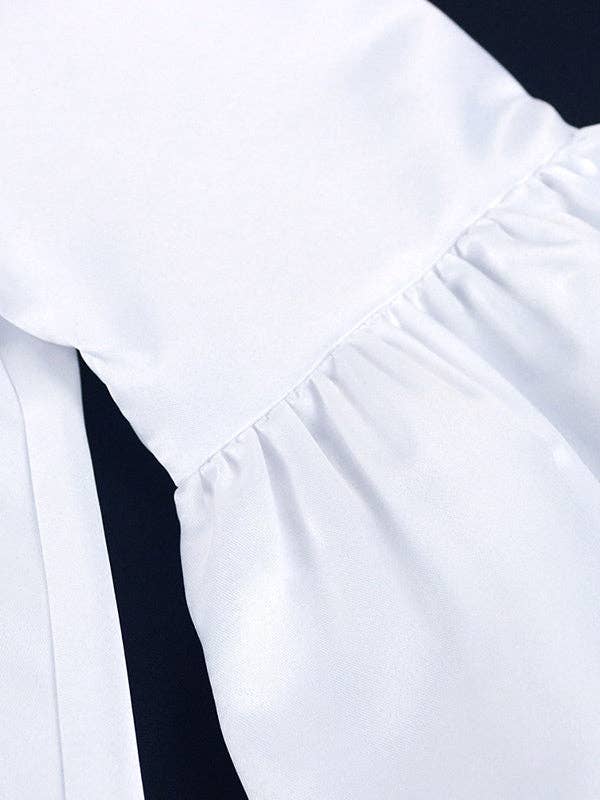 Urban Buttoned Solid Color Stand Collar Flared Sleeve Loose Mini Dress