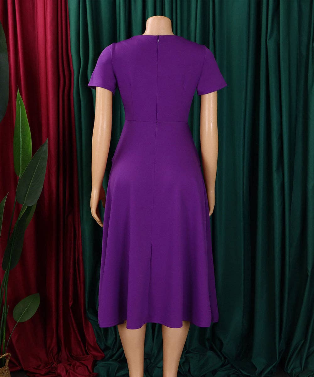 V-Neck A-Line Swing Dress
