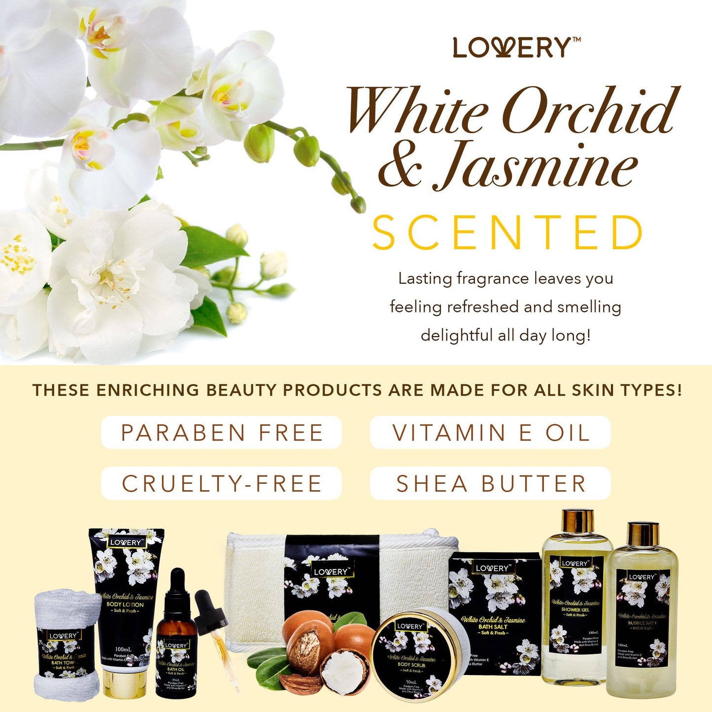 Bath & Body Spa Gift Set - Orchid & Jasmine Home Spa - 9pc