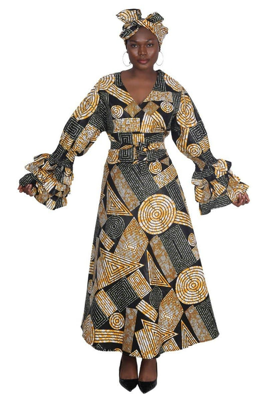 Bubble Sleeve Wrap Dress 1624-271