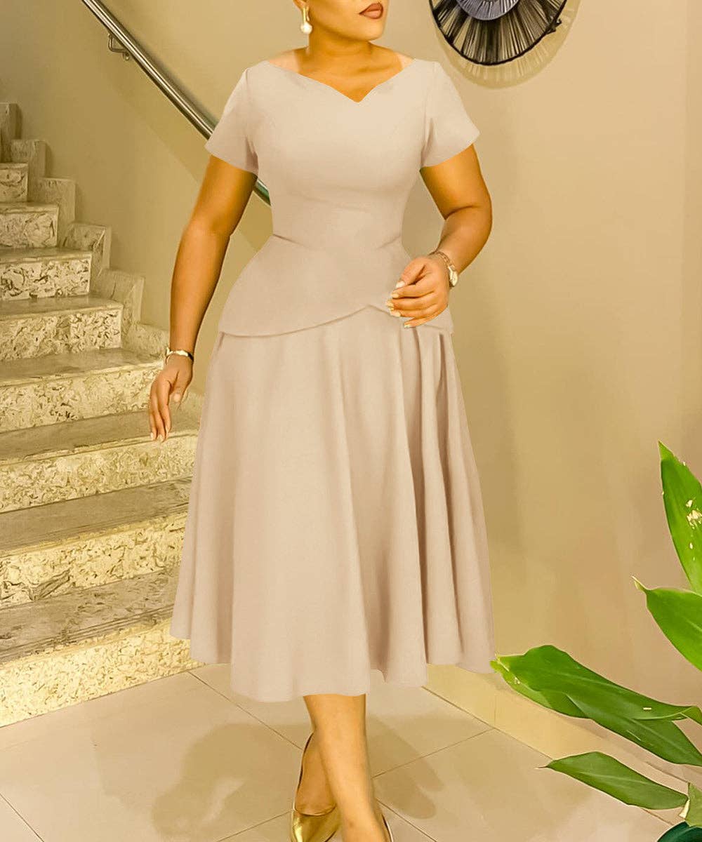 V-Neck A-Line Swing Dress