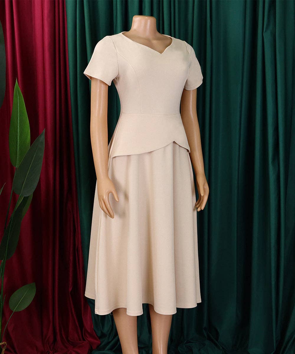 V-Neck A-Line Swing Dress