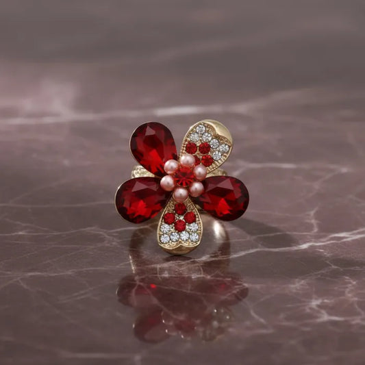 Cocktail Ring Mixed Teardrop Crystal Flower