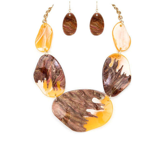 Glitter Resin Statement Necklace Set