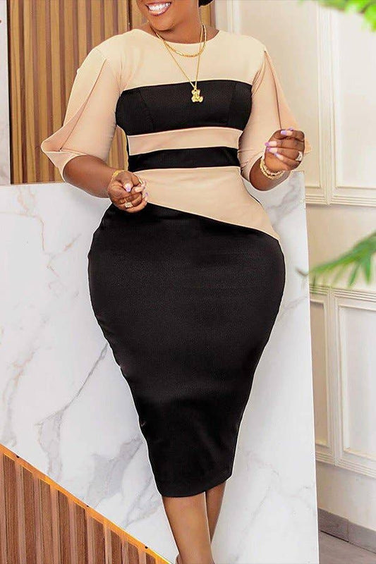 Three-Quarter Sleeve Fit and Flare Dress