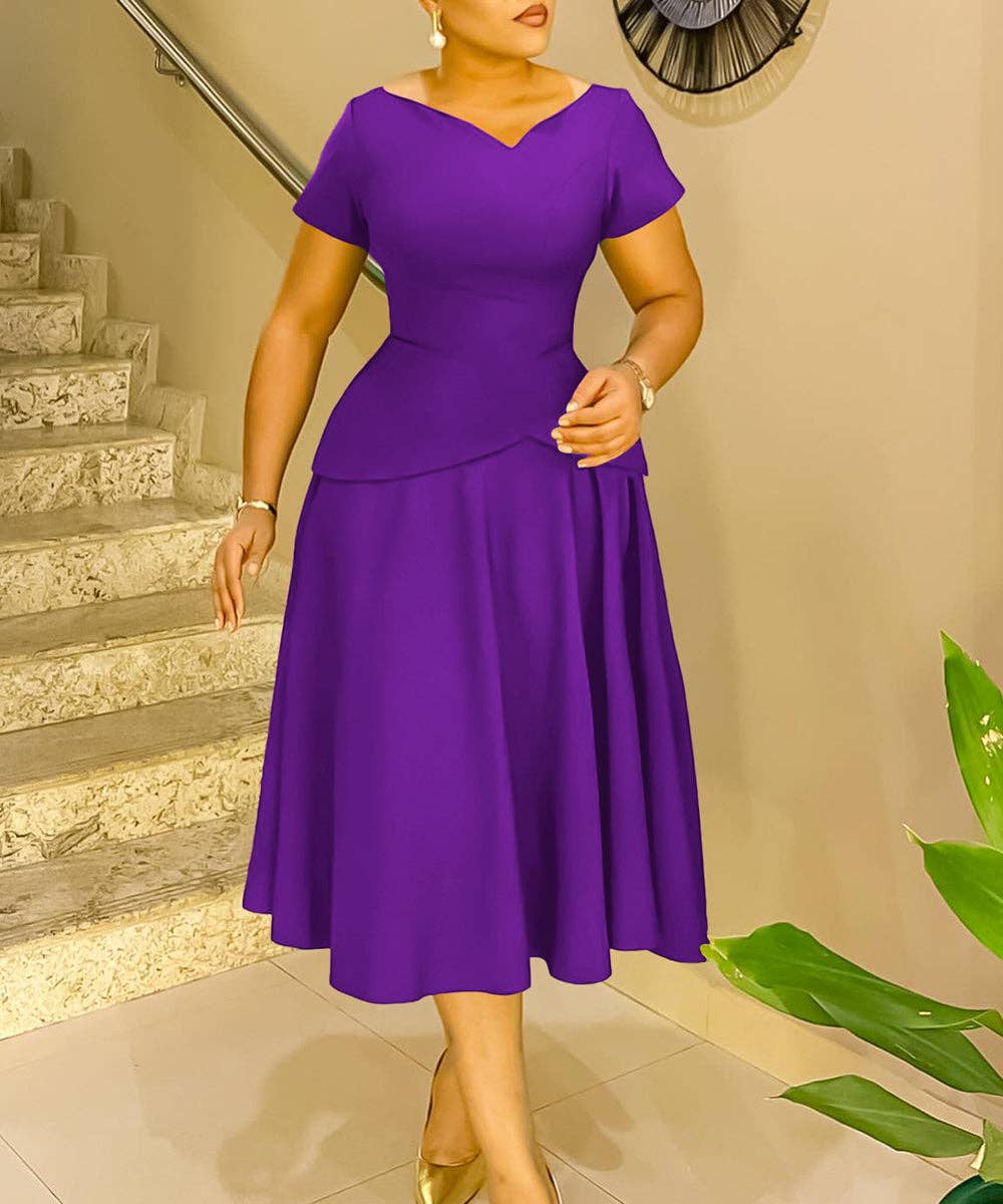 V-Neck A-Line Swing Dress