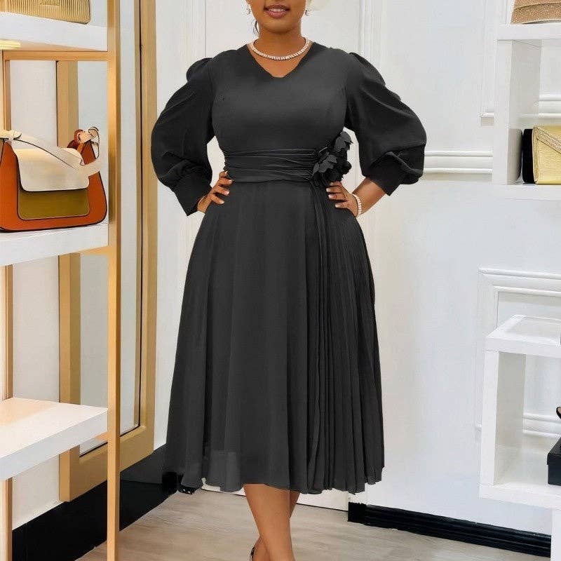 Solid Color Plus Size A-Line Dress