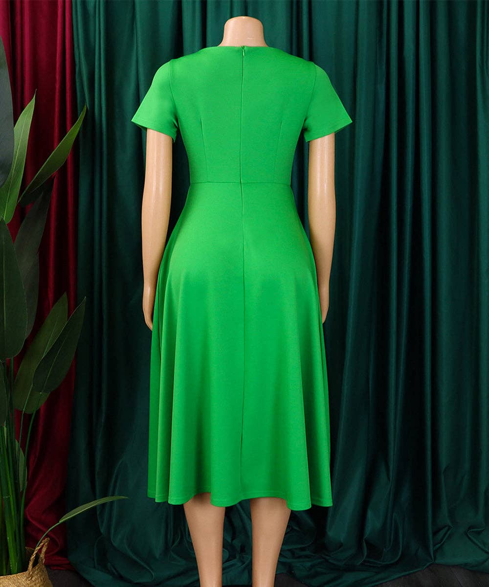 V-Neck A-Line Swing Dress