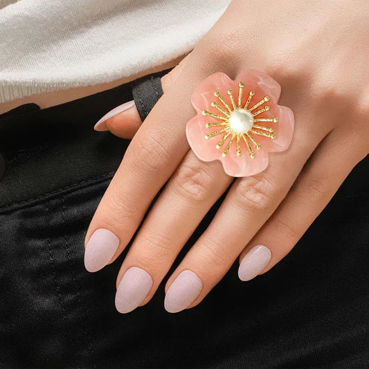 Marbled Flower Silver Ring