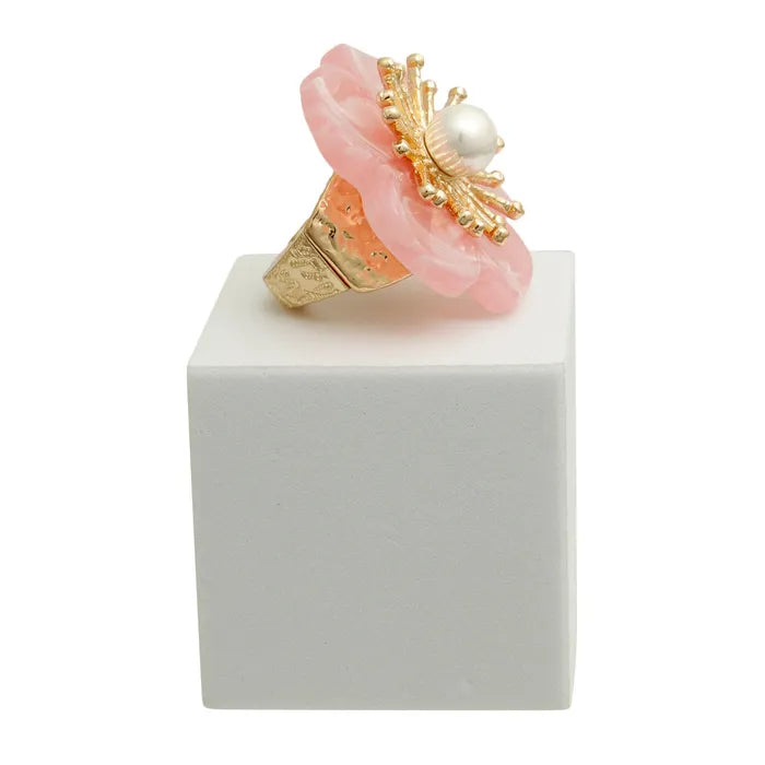 Marbled Flower Silver Ring