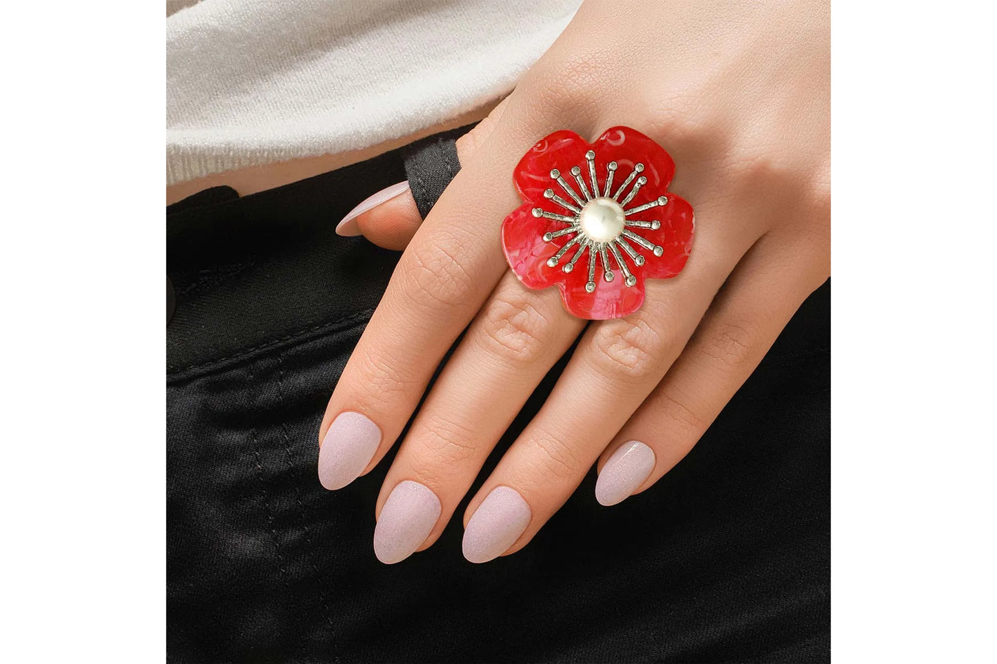 Marbled Flower Silver Ring