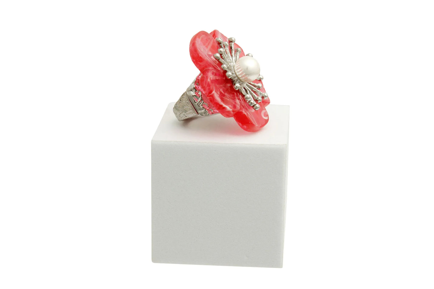 Marbled Flower Silver Ring