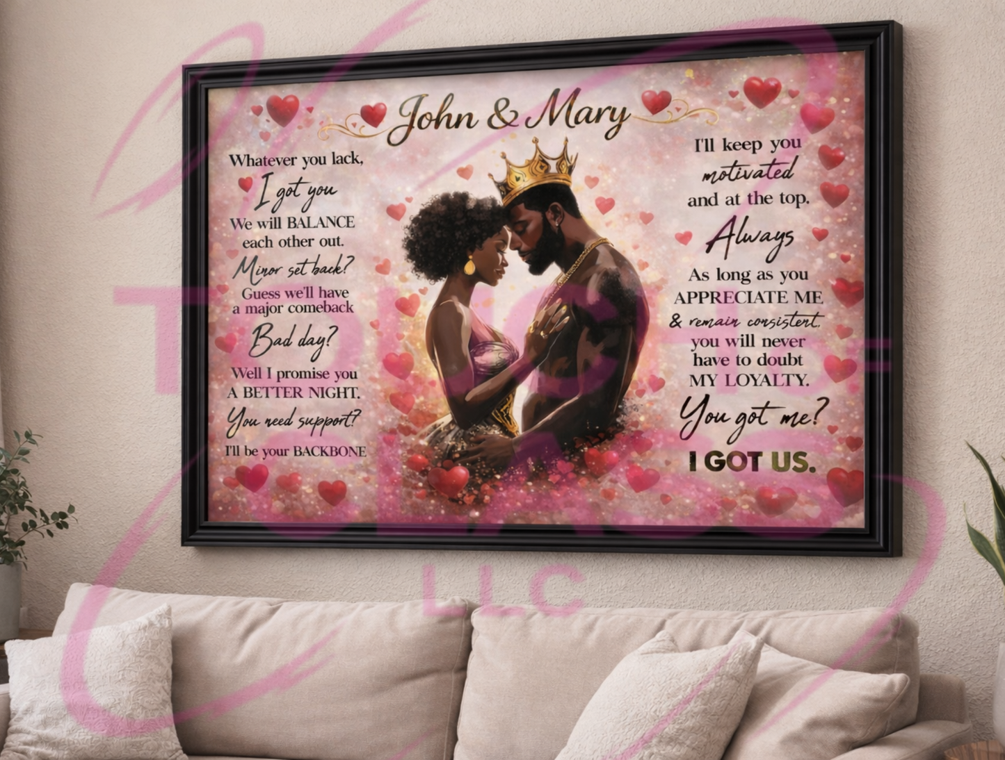 Valentine’s Day Wall Picture (framed) or Tray Personalize